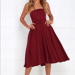 Red burgundy tube dress size s tea length
